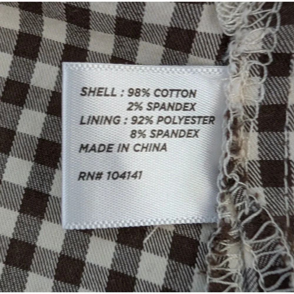 Lady Hagen Golf Skort Women's 8 Brown Cream Gingham Plaid Cotton Stretch
